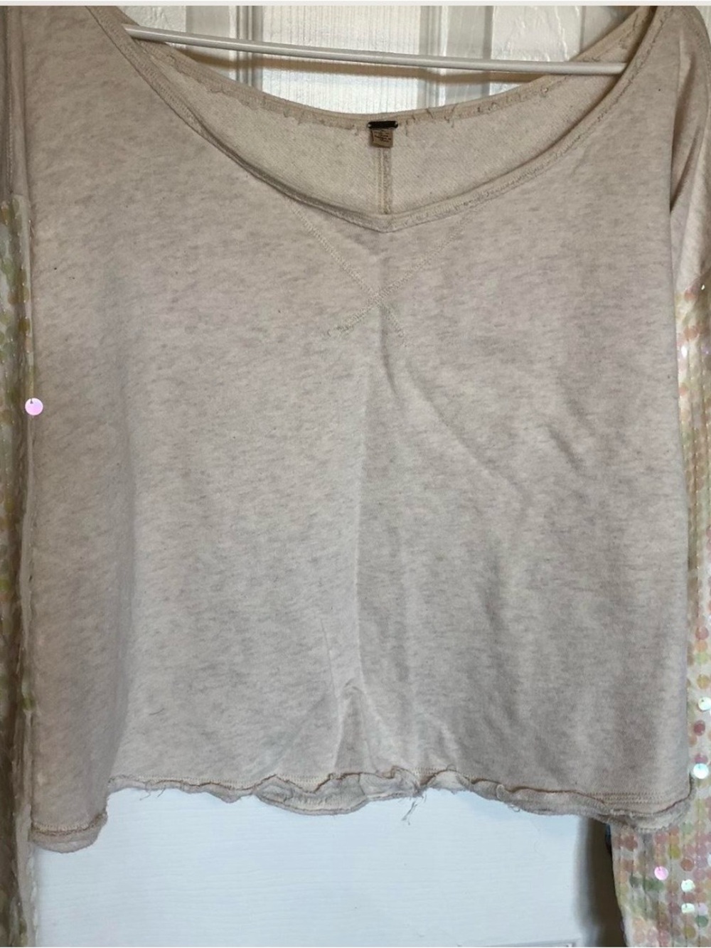 Free People Cream Textured Knit Open Cardigan